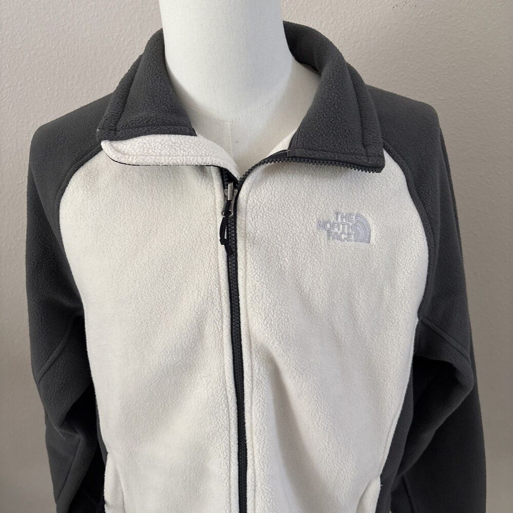 The North Face Full Zip Fleece Coat Jacket Gray And White Men’s Size Large